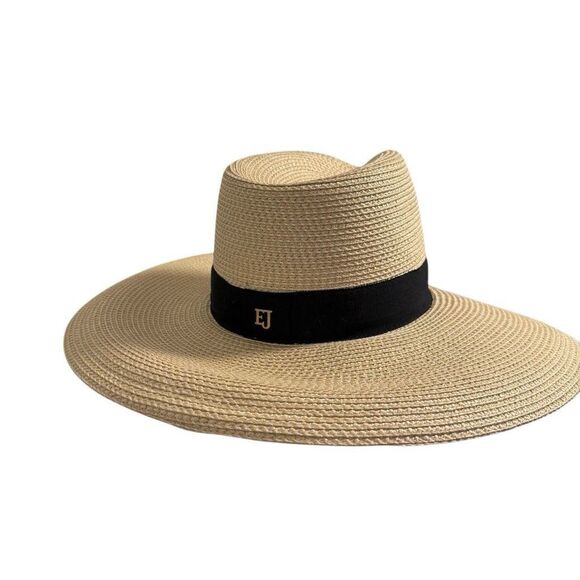 Eric Javits Packable Daphne Straw Fedora Hat Black Ribbon Vacation - Picture 4 of 9